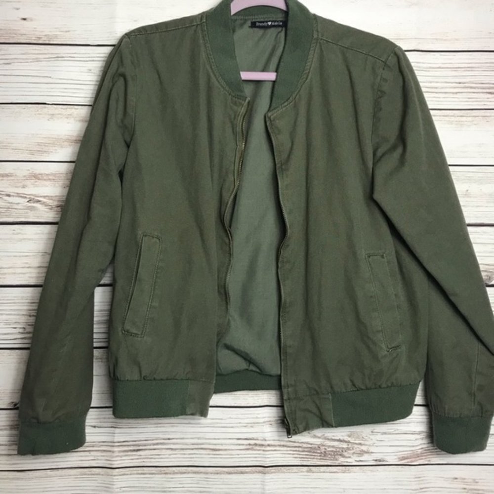 Brandy Melville Green Utility Bomber Jacket
